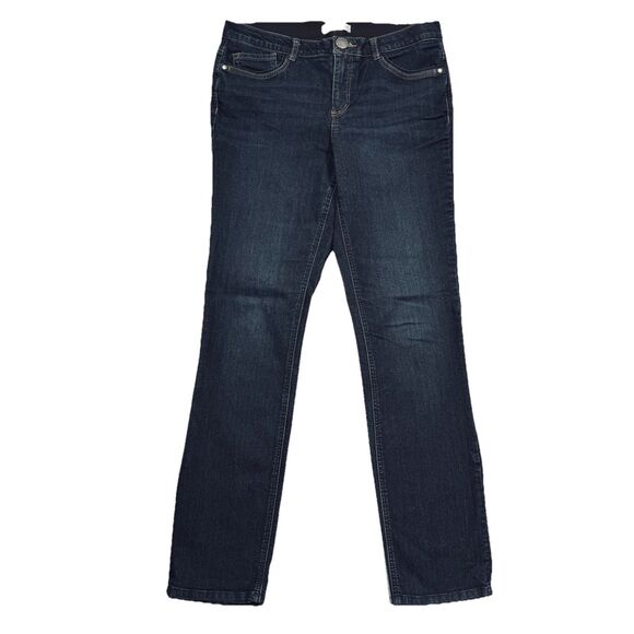 Christopher & Banks Slim Straight Jeans 8 (31x29.5) Dark Wash Blue Stretch Women - Picture 2 of 9